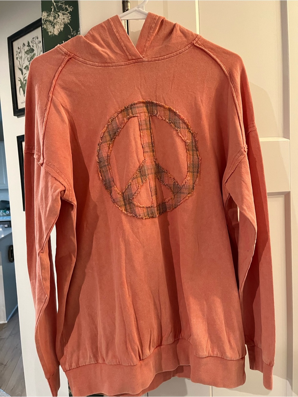 Easel Coral Peace Sign Hoodie NWT